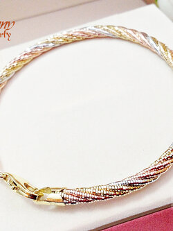 กำไลข้อมือ 3 กษัตริย์ ลายโอเมก้า Omeka 5 เกลียวตัดลาย (งานอิตาลี) 4.0 มิล