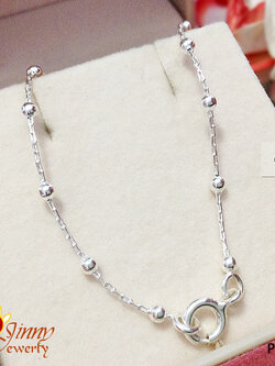 สร้อยเงินแท้ ลายปล้องอ้อยสลับหมุดกลม หนา 1.2 มิล