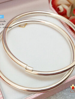 กำไลข้อมือเงินแท้ 92.5% สำหรับเด็ก แบบเกลี้ยง กลม กำไลแบบเปิด