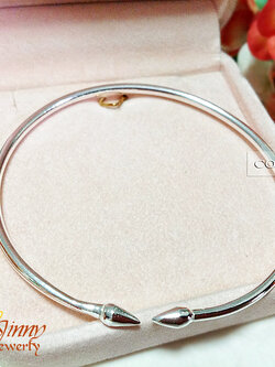 กำไลข้อมือเงินแท้ หัวบัว(ข้อมือแบบตัน) ความหนา 1.5 มิล