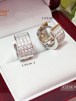 ต่างหูเงินแท้ ประดับเพชร cz เรียง 4 แถว