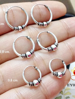 ต่างหูเงินแท้ 92.5% ต่างหูห่วงกลม แบบรมดำ