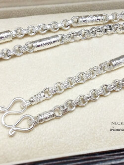 สร้อยเงินแท้ ห้อยพระ 1 องค์ ลายห่วงโปร่ง (งานไทย)