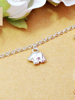 สร้อยข้อเท้าเงินแท้ ห้อยตุ้งติ้งช้าง (พร้อมกระดิ่งตรงตะขอ 1 ลูก) หนา 1.5 มิล