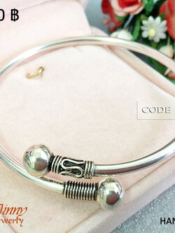 กำไลข้อมือเงินแท้ งานรมดำ ความหนา 3.0 มิล