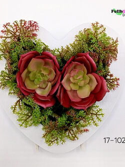 กรอบรูป สวนมินิ กรอบหัวใจ ดอกไม้สีแดง