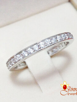 แหวนเงินแท้ ประดับเพชร cz รอบวง