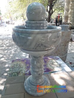 ลูกหมุนขนาด20 เซนติเมตร หินขาวเทาสระบุรี พร้อมอ่าง 50 เซนติเมตร สำเนา