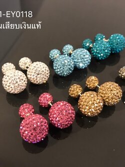 ต่างหูเงินแท้ 92.5% ประดับเพชร cz เล่นแสงได้ดีมากๆ มีให้เลือกหลายสี