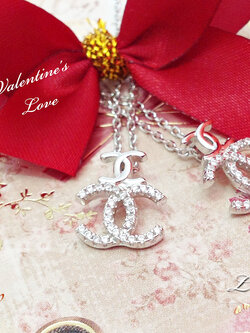 สร้อยเงินแท้ 92.5% สร้อยพร้อมจี้ ประดับเพชร cz งานสวย น่ารักๆ จี้เล่นแสงดีมากๆ ปรับความยาวได้