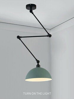 โคมไฟแขวนเพดานโคมไฟระย้าเหล็กหัวเดี่ยวแขน 3 Step ปรับสูงต่ำได้ [DY8157]