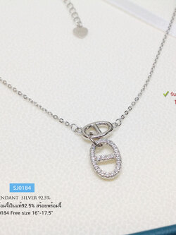 สร้อยเงินแท้ 92.5% สร้อยพร้อมจี้ ประดับเพชร cz ชุบโรเดียม/ทองคำขาว(กันดำ) จี้เล่นแสงดีมากๆ งานน่ารักๆ (รับประกันเงินแท้)