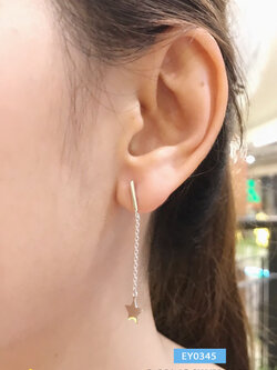 ต่างหูเงินแท้ 92.5% ต่างหูระย้า แบบก้านเสียบ เรือนเงินแท้ ห้อยสร้อยเงินร้อยดาว แบบตัดลายระย้า