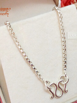 สร้อยคอเงินแท้ 92.5% สร้อยสำหรับเด็ก ลายกล่อง box หนัก 1-2 สลึง (งานไทย)