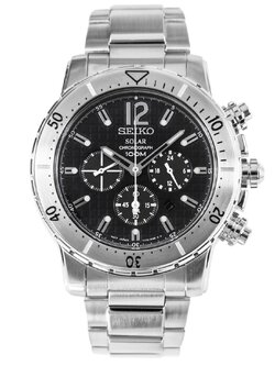 Seiko SSC223P1 Solar Black Dial Stainless Steel Chronograph Men's Watch