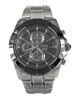 Seiko Lord Chronograph Black Dial Stainless Steel Mens Watch SNDE69P1