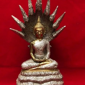 รูปหล่อ พระพุทธรูป ปางนาคปรก สองกษัตริย์ เนื้อทองเหลือง (หน้าตัก5นิ้ว)