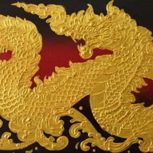 ภาพวาดสี สีทองอะคิลิค ขนาด70ซม.x35ซม