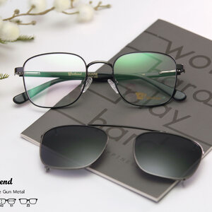 กรอบแว่นสายตาพร้อมคลิปกันแดด Weekend Square Gunmetal