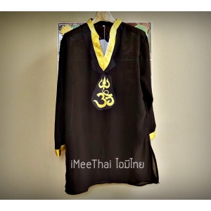 เสื้อสีดำแขนยาว ปักอักษร โอมตรีศูล
