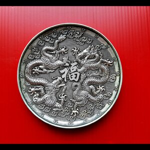 ถาดจาน มังกรคู่ หยินหยาง