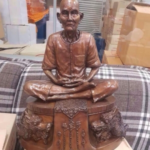 เซียนแปะโรงสี วัดศาลเจ้า องค์ใหญ่ ขนาดบูชา 9นิ้ว ฐานมังกร เนื้อโลหะรมดำ