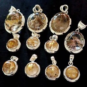 จี้ แก้วโป่งข่าม ไหมทอง หุ้มเรือนเนื้อเงินแท้