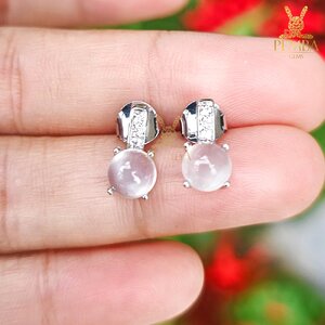 ต่างหูมุกดาหาร ต่างหูมูนสโตน เงินแท้ ดีไซด์เรียบหรู ประดับด้วยเพชรCZ เด่นสดุดตา