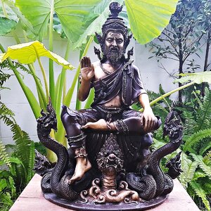 รูปหล่อ พ่อปู่ฤาษี พญานาค(ปู่ฤาษีภุชงค์ บรมครูแห่งสายพญานาคราช) (องค์ใหญ่ขนาดตั้งบูชา หน้าตัก9นิ้ว ฐาน15นิ้ว สูง19นิ้ว) เนื้อทองเหลือง #รับประกันแท้ #เข้าพิธีบวงสรวงแล้ว