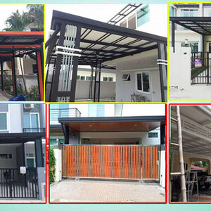 ระแนงแบบห้องครัวนอกบ้าน โทร 093-2757493 รับต่อเติมบ้าน ทำโรงรถหน้าบ้าน หลังคาโรงรถเมทัลชีท ต่อเติมครัวหลังบ้าน