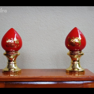 โคมไฟ บูชาพระ สีแดง อักษรจีน ทรงบัว