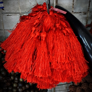 พู่หางม้า เชือกพวงกุญแก สีแดง (ขายส่ง)