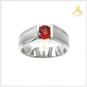 แหวนออเร้นท์แซฟไฟร์(ซองเจีย) สีส้มแดงสวยงาม ตัวเรือนเงินแท้925