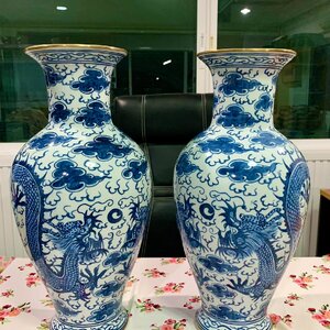 แจกัน ใหญ่ ลายมังกร(ครบชุดคู่2ใบ) (สูง20.8นิ้ว)