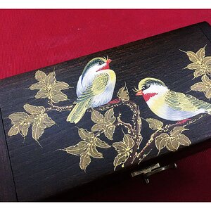 กล่อง หีบตลับกลัก เนื้อไม้สัก วาดลายนก (งานฝีมือ) (ก9×ย18×ส5ซม) (ความหนาเนื้อไม้ 10มิล) - (ใส่เก็บของต่างหรือวัตถุมงคล แนวคลาสิคโบราณ วินเทจ Vintage แต่งบ้าน แต่งร้าน)