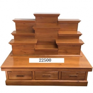 โต๊ะหมู่บูชา ไม้สัก (ฐานตู้ กxยxส=80x120x30ซม) (สูงรวม 90ซม) (วางพระฐานลึก7นิ้ว ยาว14นิ้ว)