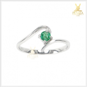 แหวนมรกตแท้ เม็ดเดี่ยว เงินแท้925 ชุบทองคำขาว แหวนพลอยแท้