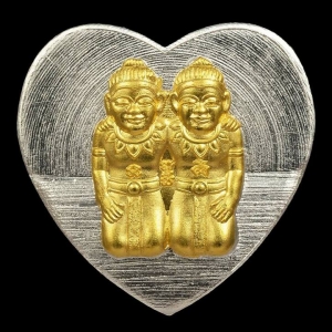 เหรียญ กัณหา-ชาลี (พิมพ์ทรงหัวใจ) เนื้อเงินแท้ (หน้ากาก ทองคำแท้) ปี2561