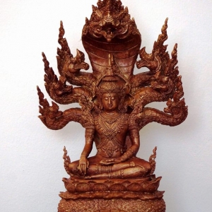 รูปหล่อ พระพุทธรูป สมเด็จองค์ปฐม ทรงเครื่องจักพรรดิ์ ปางพระนาคปรก (พระพุทธวิโมกข์มุนี หน้าตัก 5นิ้ว) ปี2560 #รับประกันแท้ - หลวงพ่อหนุน วัดพุทธโมกข์