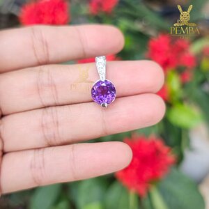 จี้อเมทิสต์ เงินแท้ ชุบทองคำขาว ดีไซด์เก๋