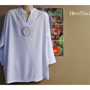 เสื้อ โอม พระพิฆเนศ ลายกงจักร เงิน