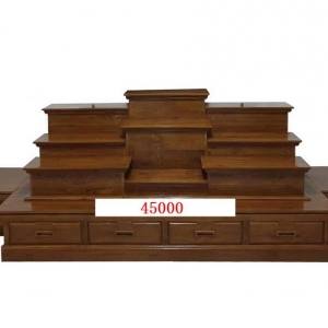 โต๊ะหมู่บูชา ไม้สัก (ฐานตู้กลาง กxยxส 80x200x30ซม)