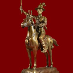 รูปหล่อ สมเด็จพระเจ้าตากสินมหาราช ทรงม้า (ขนาดสูง12นิ้ว) เนื้อทองเหลือง สีน้ำผึ้ง