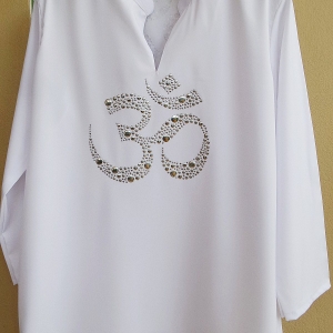 เสื้อ โอม พระพิฆเนศ ลายกระดุม หน้าเงินหลังทอง