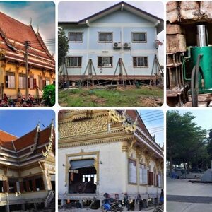โรงงงานทรุดเอียง โทร 090-9218474 รับดีดบ้าน เลื่อนบ้าน หมุนบ้าน ดีดบ้าน ศาลา โรงเรียน อาคาร ทุกประเภท