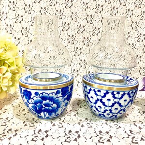 เชิงเทียน พร้อมแก้วครอบกันลม