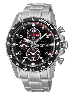 Seiko Men's Solar Chronograph Stainless Steel Bracelet Watch 41mm SSC271