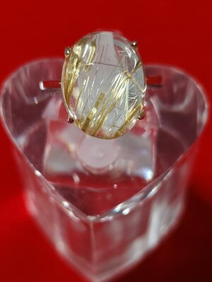 แหวนแก้วไหมทองตัวเรือนเงินแท้