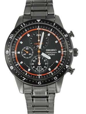 SEIKO CHRONOGRAPH 100M BLACK BEZEL SPORTS MEN'S WATCH SNDF41P1