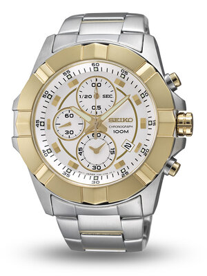 Seiko two tone Chronograph Men's Watch 100M SNDD74P1